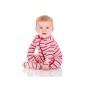 KicKee Pants Crimson Candy Cane Stripe Footie with Zipper